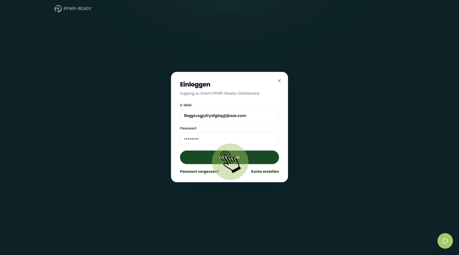 Anmeldefenster mit E-Mail und Passwort